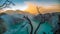 beautiful panoramic view of ijen crater at sunrise.