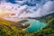 Beautiful panoramic view of Lagoa do Fogo lake in Sao Miguel Island, Azores, Portugal. \\\