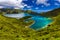 Beautiful panoramic view of Lagoa do Fogo lake in Sao Miguel Island, Azores, Portugal. \\\