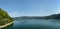 Beautiful panoramic view of Lake Izvorul Muntelui Lacul Bicaz, Romania