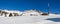 Beautiful panoramic view of the Marmolada group in the Dolomites at Pass San Pellegrino and the ski slopes