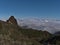Beautiful panoramic view over the northeast of island Gran Canaria, Canary Islands, Spain with popular rock Roque Grande.