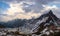 Beautiful panoramic view of Piani Lakes and Refuge Locatelli at sunset, Italy