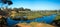 Beautiful panoramic view at Red Cliffs Lookout overlooking Werribee river wetlands on floodplains.