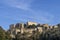 Beautiful panoramic view of Sorano, typical tuff village in the Grosseto Maremma, Grosseto, Tuscany, Italy