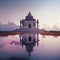 Beautiful panoramic view of the Temple of the Sacred Tooth Relic at sunset, Kolkata, India AI Generated
