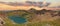 Beautiful panoramic view to lunersee and austrian alps at sunset