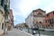 Beautiful panoramic view to modern canal streets of Venice in a sunny spring day.