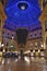 Beautiful panoramic view to the Vittorio Emanuele II Gallery with giant blue crest made of Swarovski crystals.