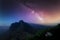 Beautiful panoramic view universe space of colorful milky way galaxy with mountain, Space background with stars on a night sky,