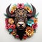 Beautiful papercut quilling paper filigree Buffalo colorful flowers Generative AI