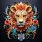 Beautiful papercut quilling paper filigree Lion colorful flowers Generative AI