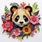 Beautiful papercut quilling paper filigree panda colorful flowers Generative AI