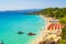 Beautiful Paralia Makris Gialos beach Kefalonia island Greece