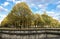 A beautiful park with colorful autumn trees near Les Invalides complex and Cathedral, Paris