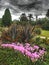 A beautiful park full of flowers and interesting trees from the grounds of the medieval Chirk castle