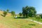 Beautiful park on a sunny day inside Alba-Iulia Citadel, Romania