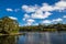 Beautiful parklands with lake and clouds with blue sky in the background, Sydney, Australia.