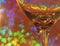 Beautiful party -closeup of part of a wine glass with rainbow colors luminous bokeh and reflections fine abstract art