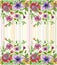 Beautiful passion flowers passiflora with green leaves on pastel striped background. Seamless floral pattern. Watercolor paintin