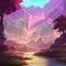 Beautiful pastel colored fantasy landscape AI