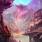 Beautiful pastel colored fantasy landscape AI