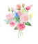 Beautiful pastel gentle delicate tender cute elegant lovely floral colorful spring summer pink roses with buds, wildflowers and gr