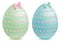 Beautiful pastel painted and decorated, illustrated easter eggs, isolated on white background