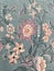 Beautiful pattern of flourishing flowers with leaves on a cotton cloth