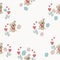 A beautiful pattern on a light background with a dog, footprints of paws, heart. Pretty Illustration for your design in a children