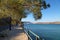 Beautiful paved promenade and Mediterranean sea, Greece