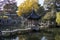 Beautiful pavilion and bridge inside the Lion Grove Garden in Suzhou, China
