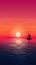 a beautiful peaceful lofi phone background of a ship at night, sunset scenery, ai generated image