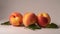 Beautiful peaches on a white isolated background. nature selective focus. Generative AI,