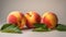 Beautiful peaches on a white isolated background. nature selective focus. Generative AI,