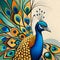 Beautiful peacock watercolor - ai generated image