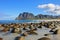 Beautiful pebble beach near Uttakleiv, with mountains in the background, Lofoten Islands, Norway, Europe