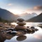 Beautiful pebbles stacked on top of each other - ai generated image