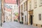beautiful pedestrian streets of the old European city of Krakow, Poland
