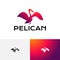Beautiful Pelican Spread Wings Exotic Bird Silhouette Logo