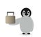 Beautiful penguin holding lock or protecting concept