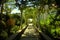 Beautiful pergola passage in the summer garden