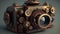 Beautiful photo camera - steampunk style - made with generative AI