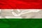 Beautiful photo of the colored national flag of the modern European state of Hungary on textured fabric, concept of tourism,