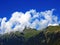 Beautiful photogenic clouds over Lake Brienz Brienzersee and the surrounding alpine peaks - Canton of Bern, Switzerland