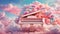 Beautiful piano clouds fantasy colorful fantastic banner card fashion idyllic