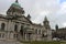 Beautiful picture of city hall in Belfast Northern Ireland, with a gloomy sky and dark clouds