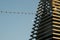 A beautiful picture of the pipes on the upper deck of the ship against the blue sky