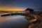 Beautiful Picture scenery on the lake of Tanjung Kait Banten Indonesia and the Beautiful Sky at dusk after sunset