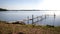 Beautiful picture on a small jetty bridge / pier in a lake.